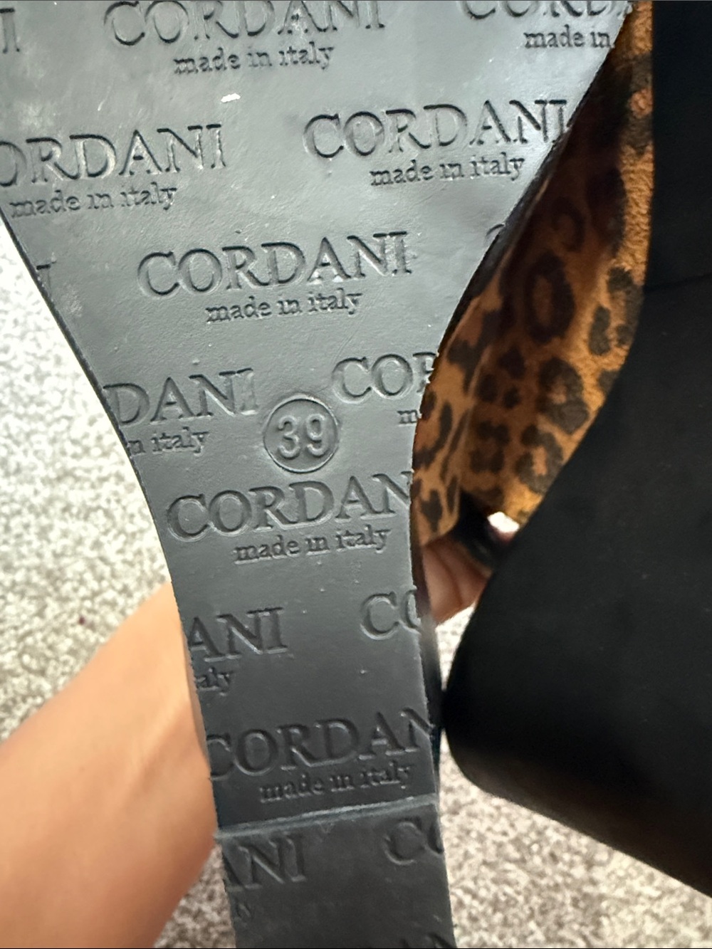 Cordani Leopard Print Open-Toe Slingback Wedge Sandals - Brown/Black - Picture 4 of 4